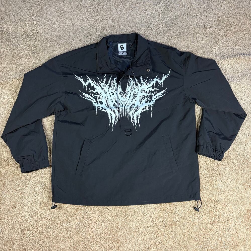 Malice Merch Heavy Metal Band 1/4 Zip Windbreaker Black Jacket Mens Sz S